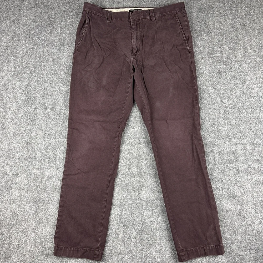 Banana Republic Fulton Chino Pants Men's 34x32 Muted Plum 100% Cotton Slim Fit